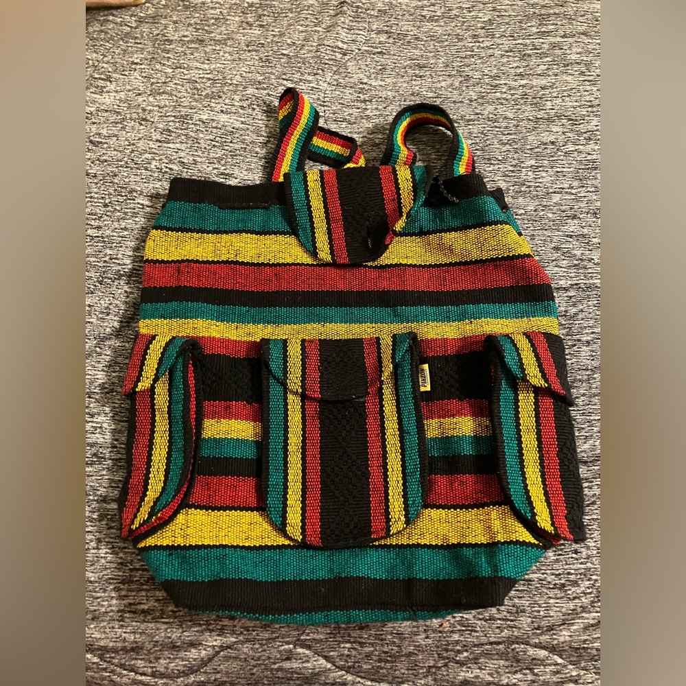 Rasta Striped Baja Drawstring Backpack